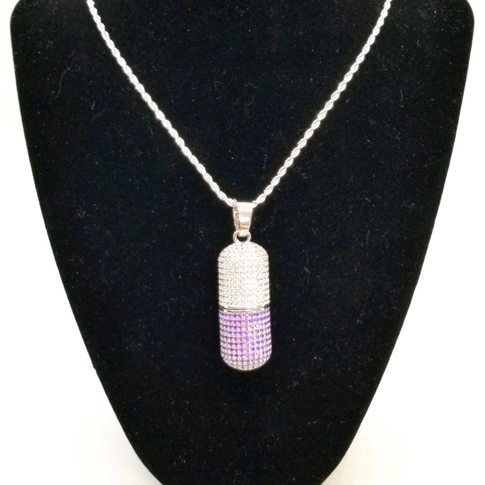 Silver plated medication necklace